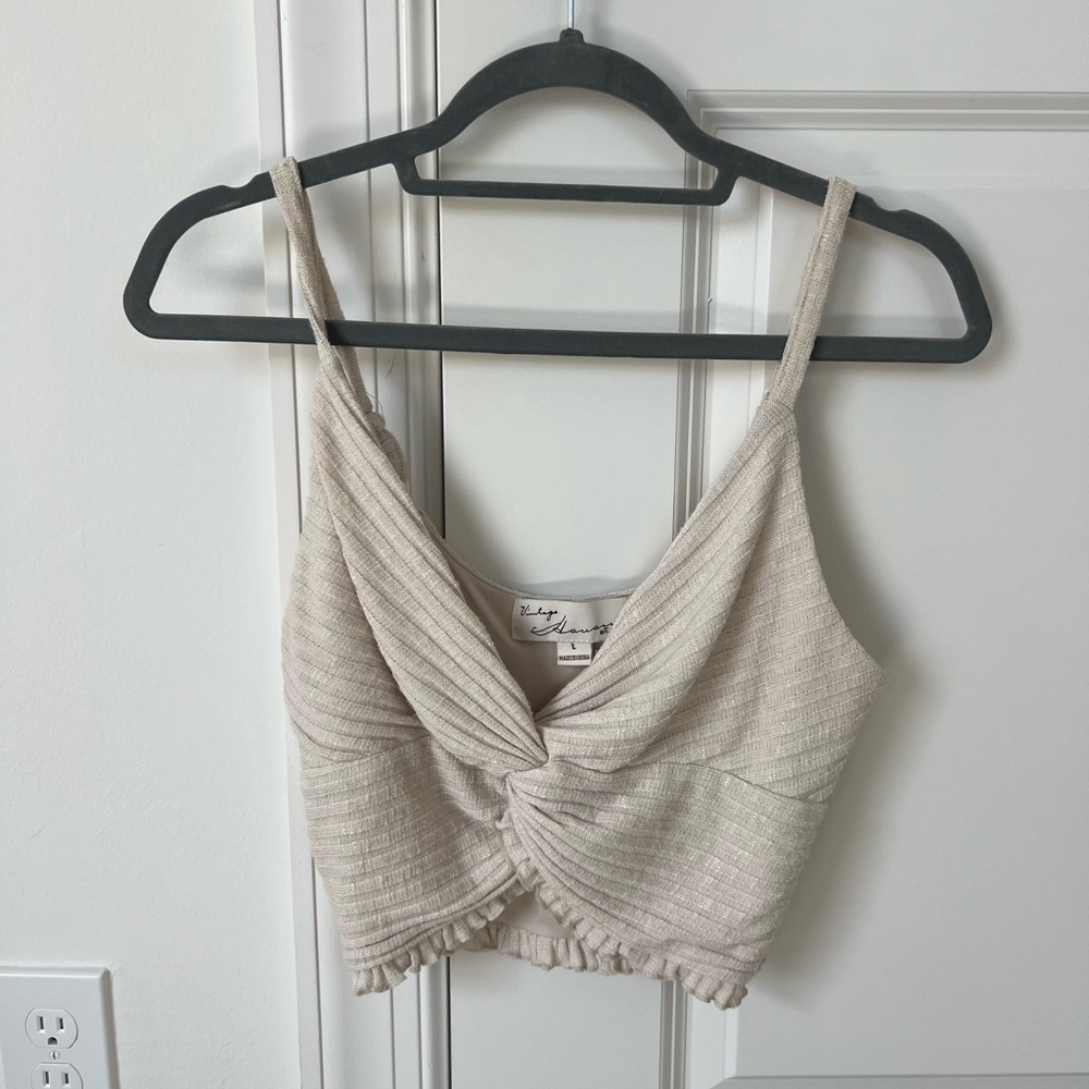 Vintage Havana Cream Twist Front Tank Top